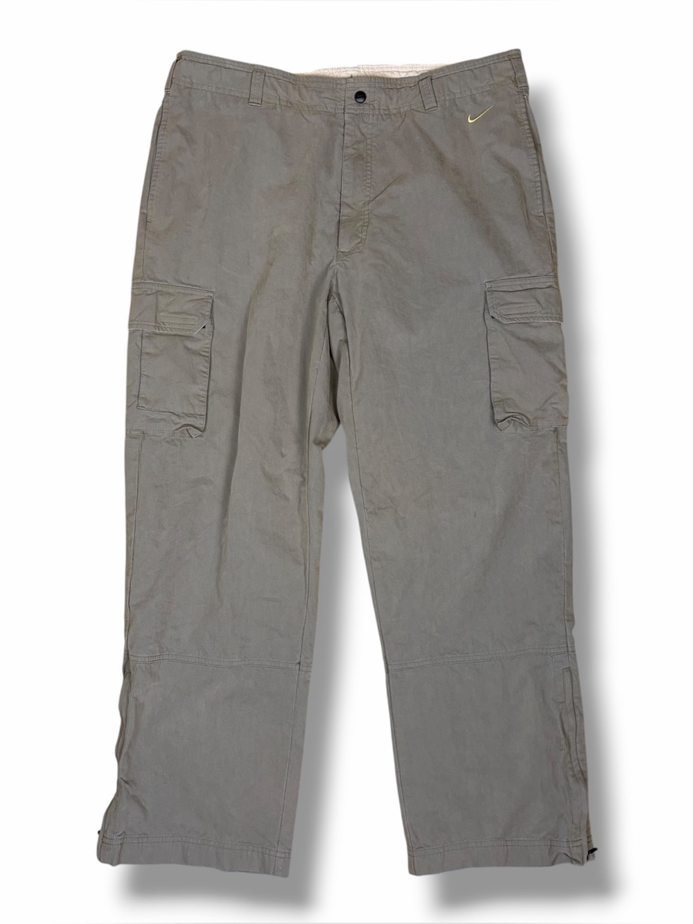 Vtg Y2K Nike Stone Gray Cargo Pants Canvas Utility Cyber Gorp XL 36W 31L